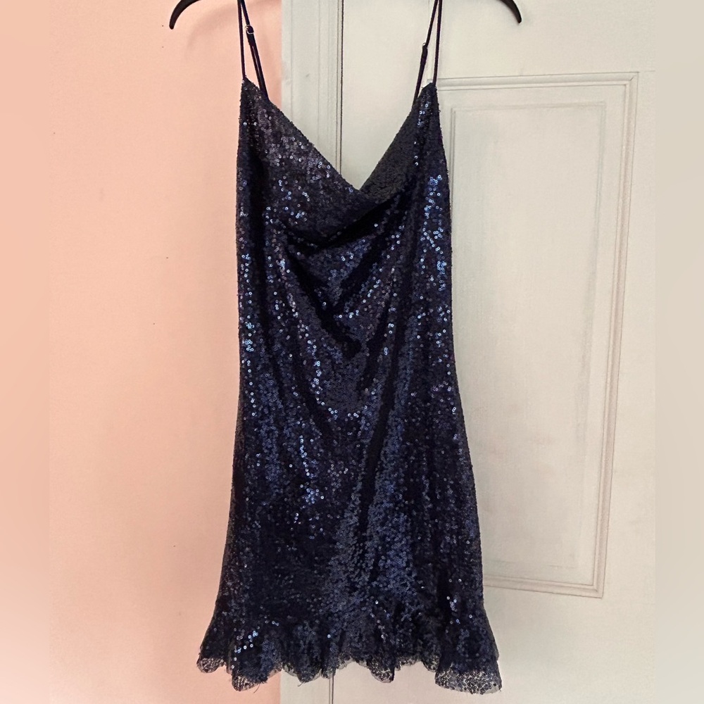 Lucy In The Sky blue sequin mini dress